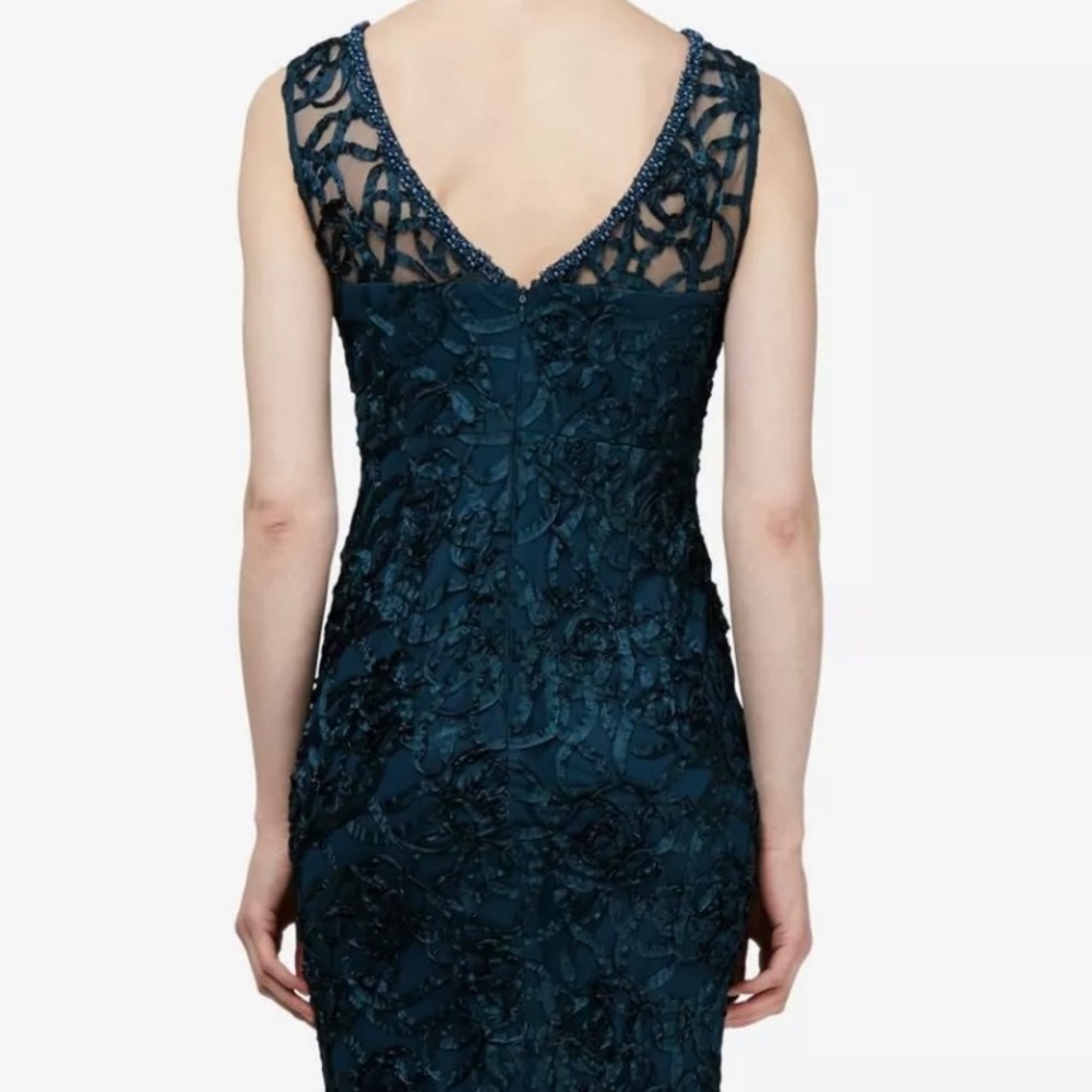 Formal Dress Size 10 Teal Blue Beaded Prom SLNY - Picture 4 of 8